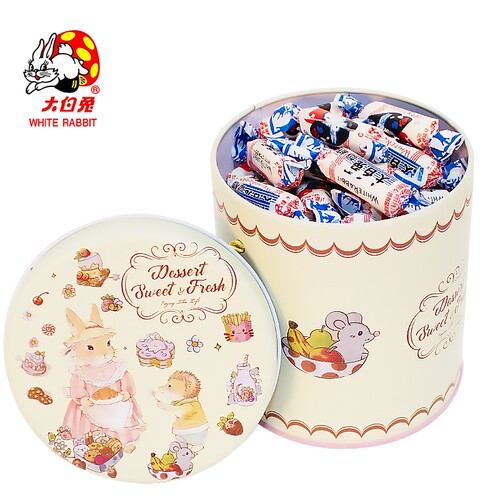 大白兔奶糖原味圆桶装400g*1盒散装混合