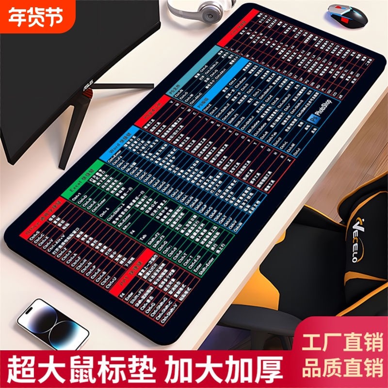 快捷键鼠标垫超大号电脑桌办公加厚垫学生写字书桌面垫键盘垫,电脑硬件/显示器/电脑周边,鼠标垫/贴/腕垫,淘宝优惠券,粉丝福利购,淘宝优惠卷
