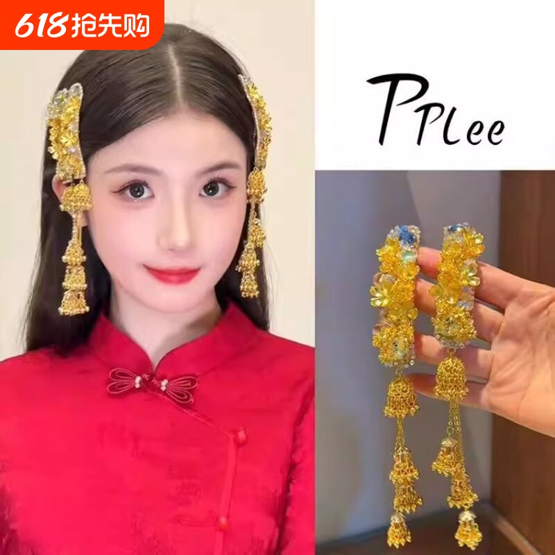 易梦玲升级款diy长流苏发夹独特小众设计蒙古族个性新娘边夹女