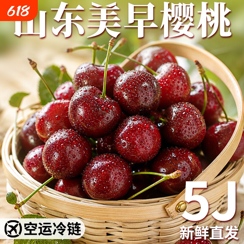 山东美早大樱桃新鲜水果空运5斤礼盒当季整箱国产车厘子礼盒孕妇
