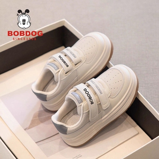 巴布豆女童小白鞋2026春秋款儿童软底板鞋男童透气运动鞋轻便跑步