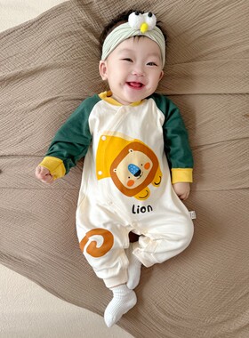 0-36月新生婴儿衣服秋季宝宝纯棉连体衣春秋冬款男童长袖哈衣爬服