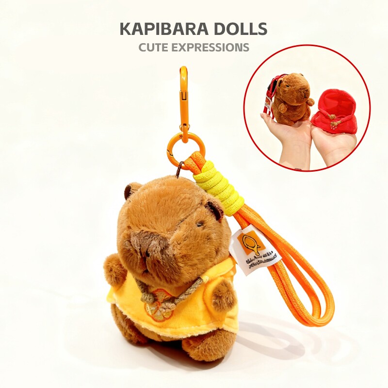 毛绒卫衣卡皮巴拉公仔钥匙扣2025年新款钥匙挂绳可爱女生书包挂件