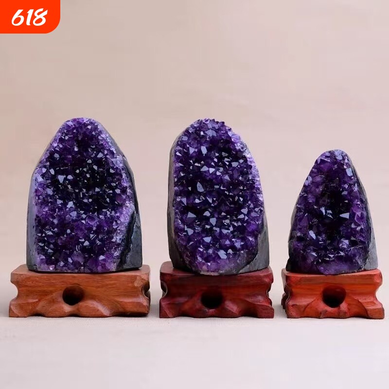 天然乌拉圭紫水晶簇聚宝盆紫晶洞矿石摆件新年玄关办公室客厅摆设