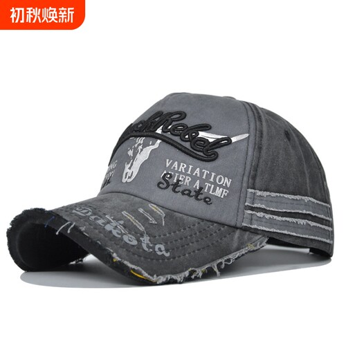 棒球帽子男士复古水洗做旧牛仔鸭舌帽休闲遮阳防晒帽时尚百搭时尚