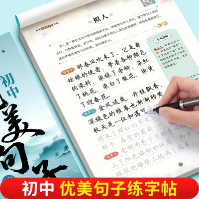 2025新款初中生每日优美词句积累字帖正楷书字帖好词运用名家好段学生练字帖临摹语文硬笔书法初一小升初七年级八九年级练字本