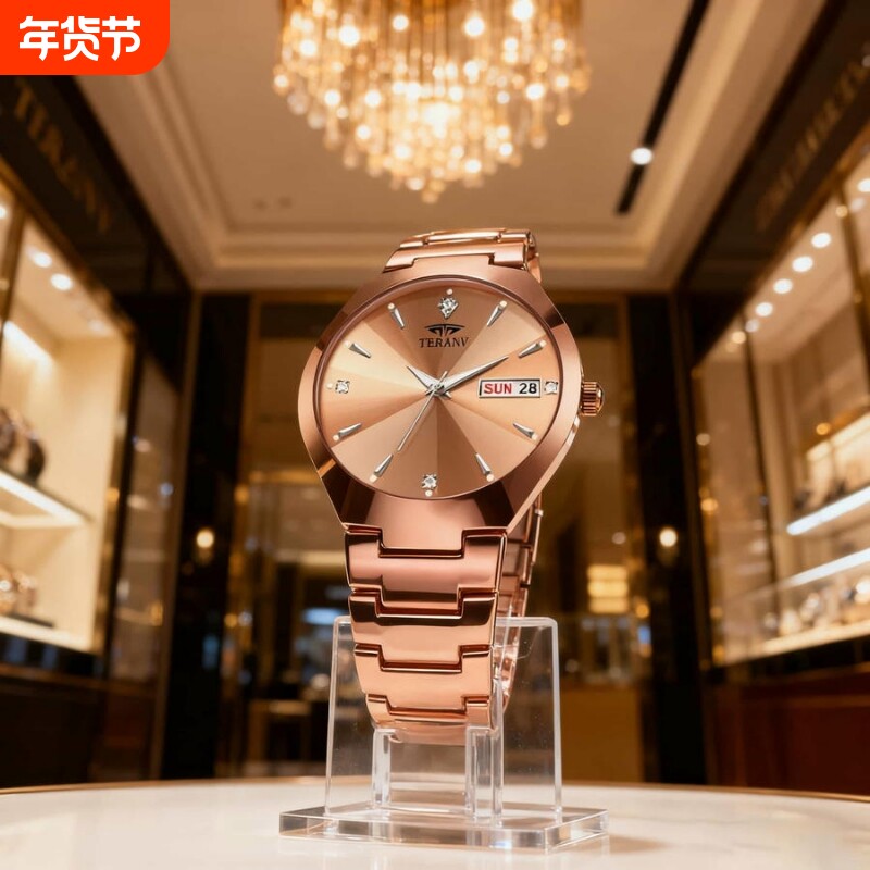 手表男款机械风全自动防水高级感全自动男表数字双日历防水腕表男