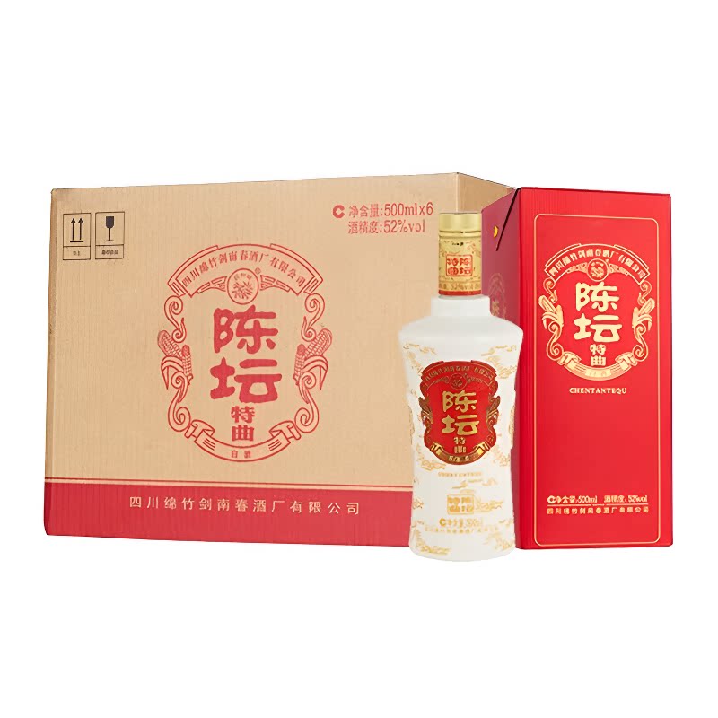 绵竹陈坛特曲52度500ml*6瓶固态法白酒浓香型剑南