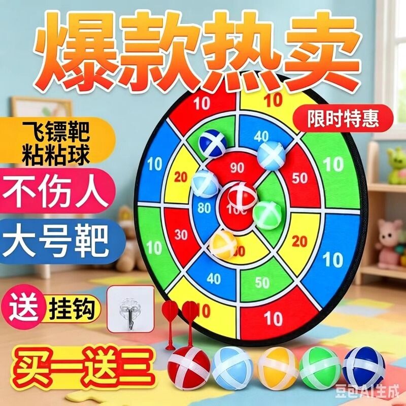 儿童粘粘球飞镖靶盘益智玩具宝宝亲子室内投掷运动互动游戏趣味