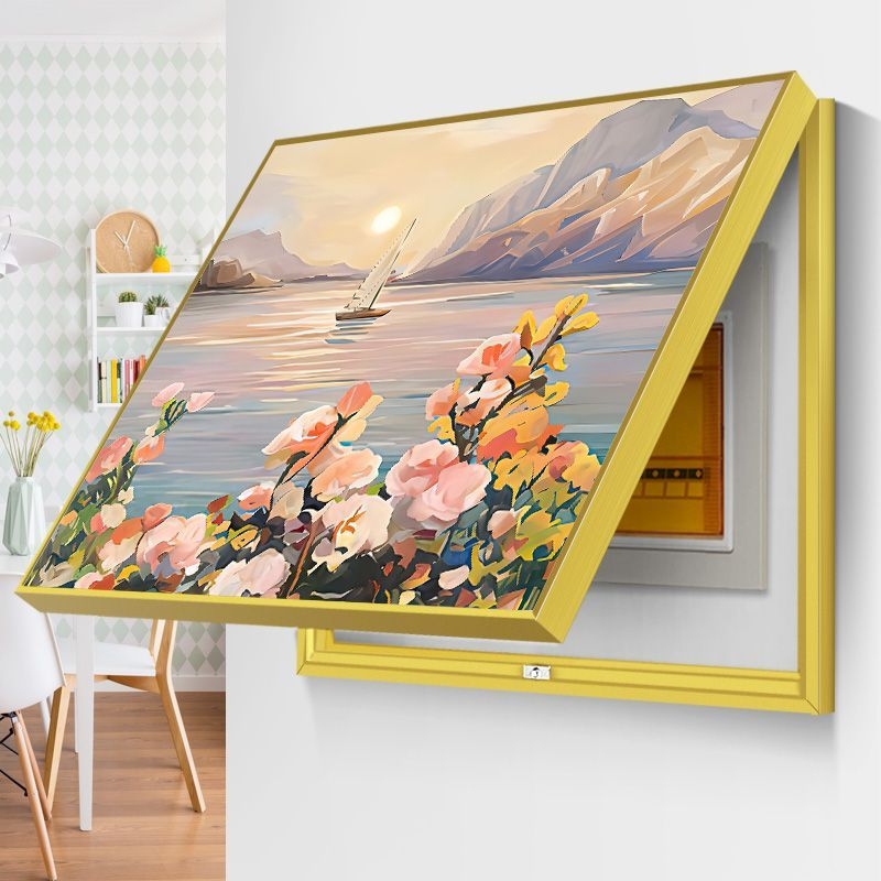 2022新款电表箱装饰画花卉艺术挂画电闸电源开关遮挡海边免打孔画图片