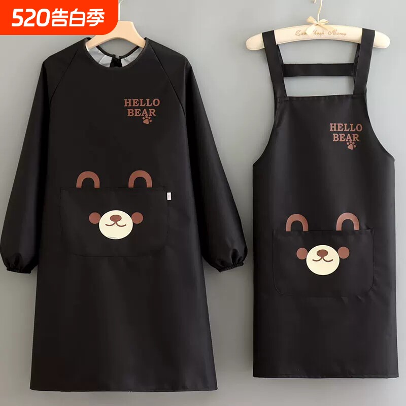 男女防水厨房做饭围裙家用防油工作上班餐饮专用饭店画画长袖罩衣