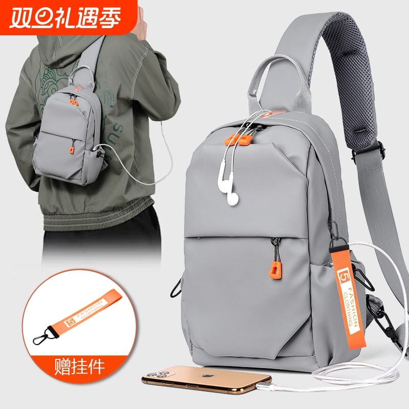 斜挎包男休闲单肩背包出行胸包男士斜挎小背包旅行包包手机防水