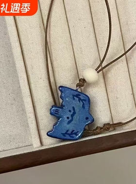 小鸟小红书同款项链挂绳百搭蓝色