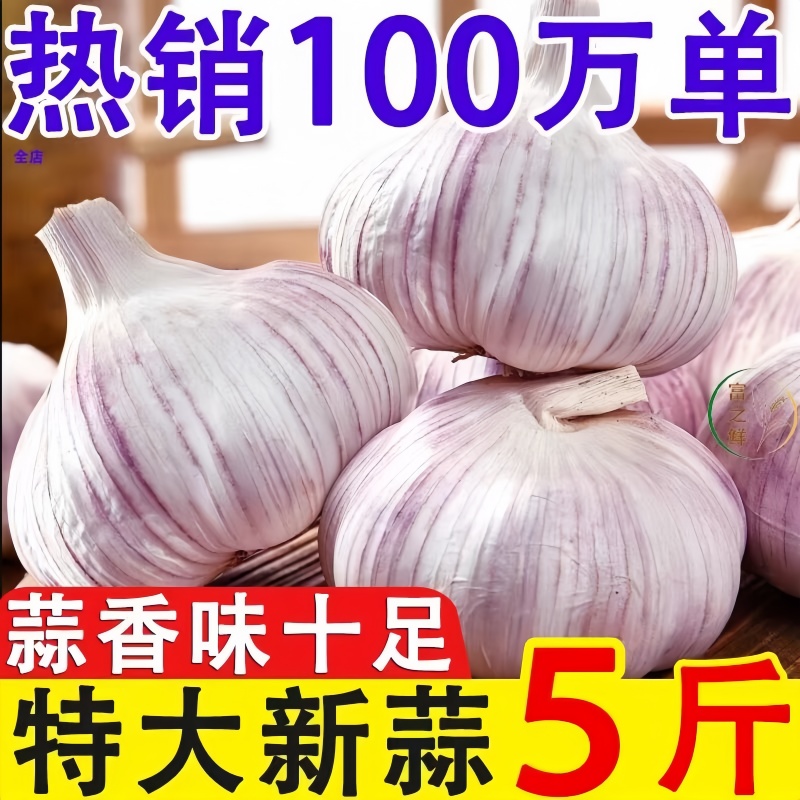 2025山东特大蒜头5斤农家紫白皮新干蒜优质大蒜整箱5斤价蒜头