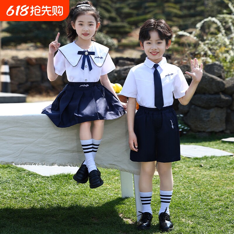 幼儿园园服夏装英伦学院风儿童大班合唱班服套装毕业照小学生校服