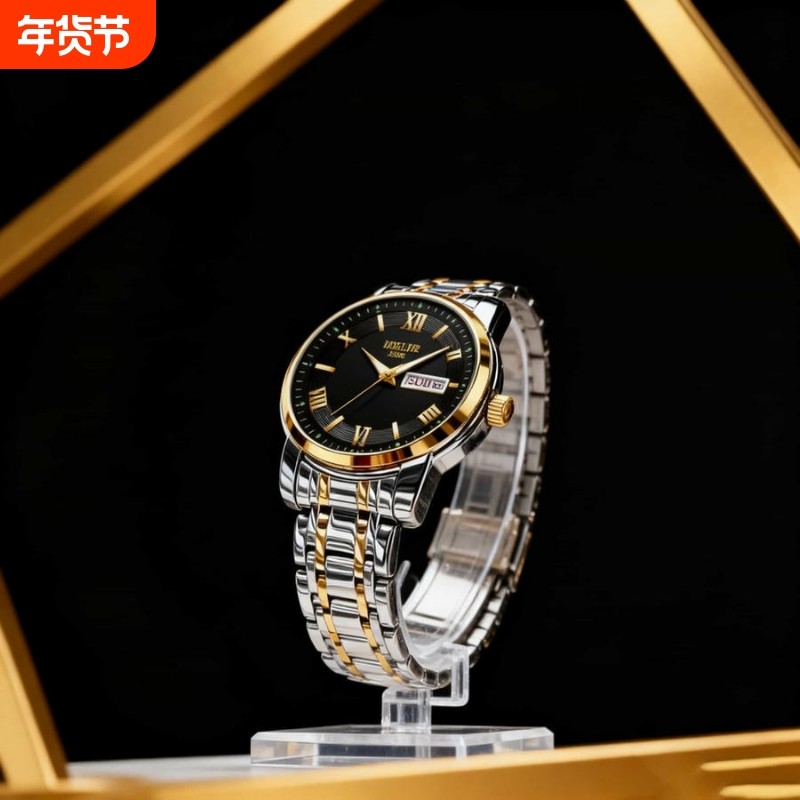手表男款机械风全自动防水高级感全自动男表数字双日历防水腕表男