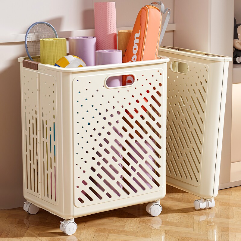 瑜伽垫收纳筐带轮家用运动工具整理神器羽毛球收纳健身器材置物架