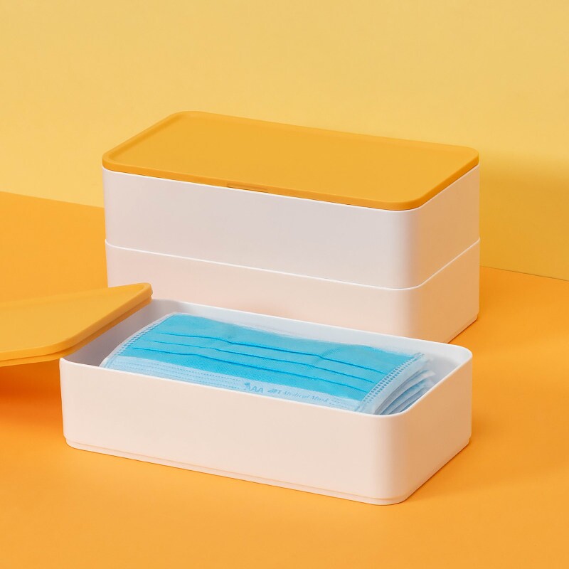 口罩盒收纳盒家用玄关暂存口鼻罩耳大容量防尘整理多功能桌面收纳
