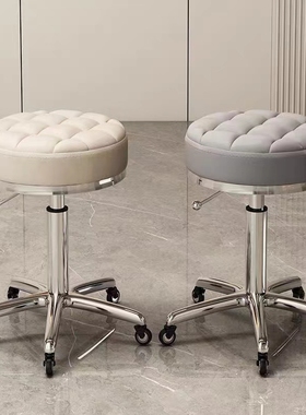 美容美发凳子滑轮旋转升降凳子大工凳美甲圆凳理发店转椅发廊专用