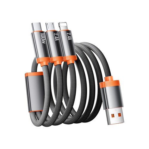 1.8米单条装100W三合一金属机甲快充数据线