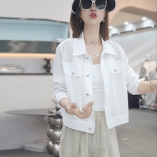 2024白色长袖衬衫女设计感小众法式高级感防晒服短款外套薄款开衫