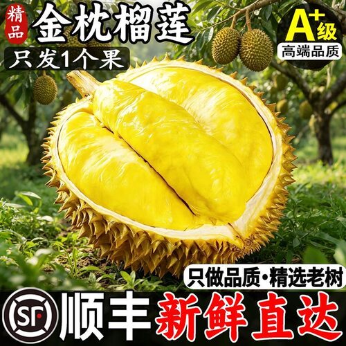 泰国进口金枕榴莲鲜果果肉均匀饱满带壳整颗榴莲新鲜直达口感醇厚
