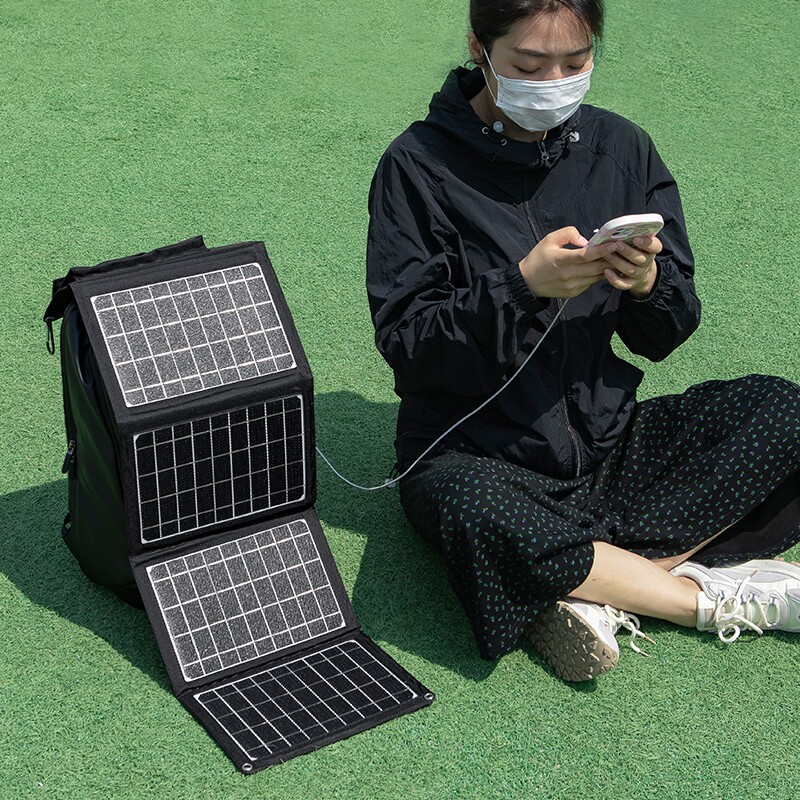 户外移动电源太阳能充电板12v车载蓄电池快充电宝便携折叠发电器