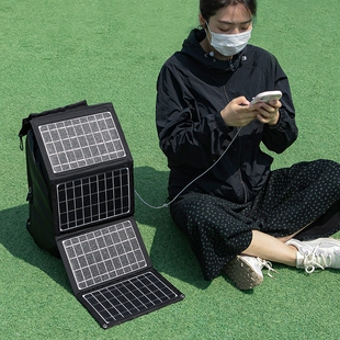户外太阳能充电板移动电源12v车载蓄电池快充电宝便携折叠发电器