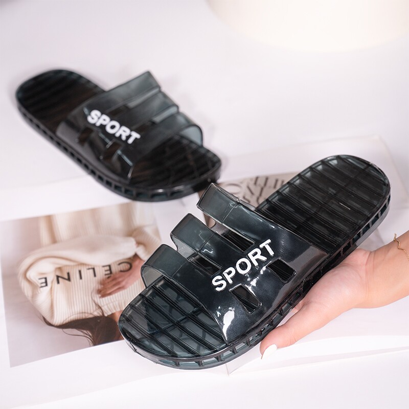 水晶拖鞋男速干舒适塑料凉拖防滑耐磨浴室家用平底休闲一字拖防水