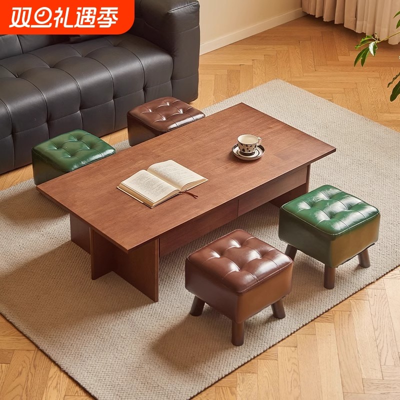 实木矮凳门口换鞋凳客厅沙发软包凳小板凳茶几凳现代简约家用靠背