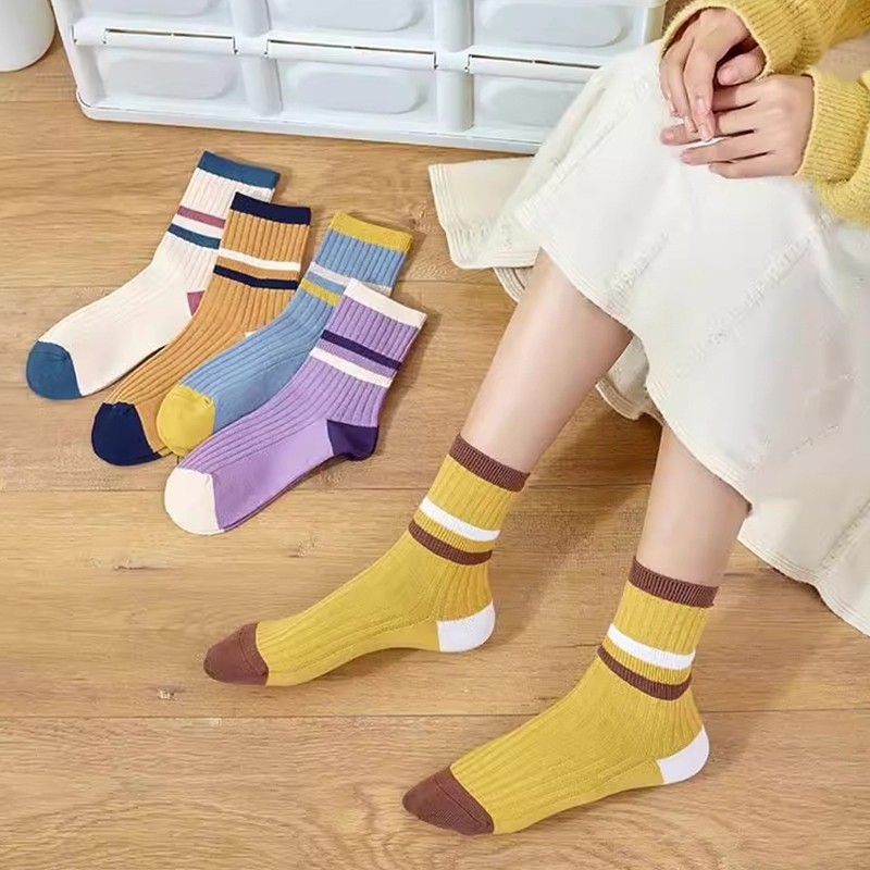 袜子女中筒袜ins潮袜 女士韩版糖果色彩虹女袜 3双装起多规格