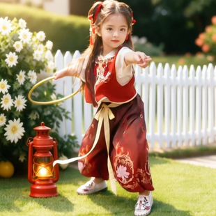 女童服装cosplay儿童衣服套装表演出服汉服中国风古装短袖舞蹈服