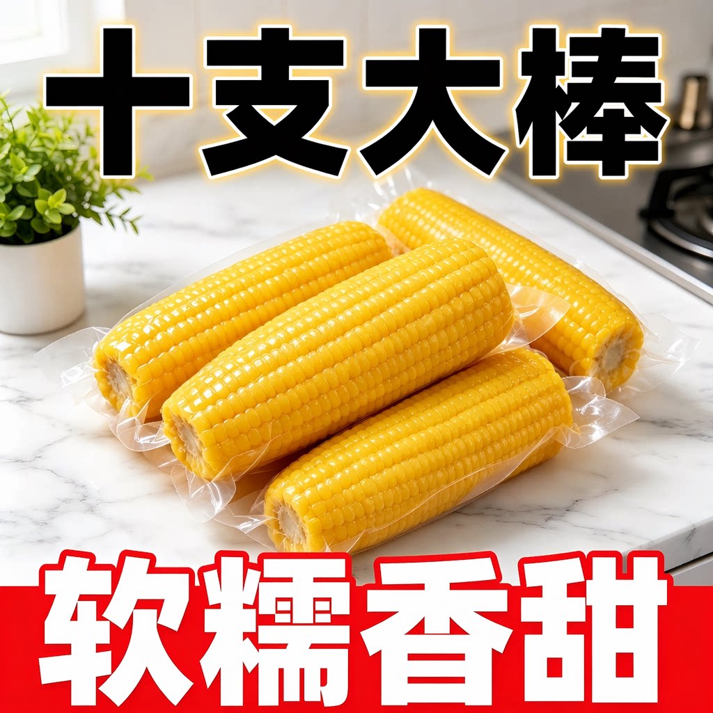 头茬东北玉米真空包装非转基因黄糯玉棒早餐代餐粘玉米熟黏玉米