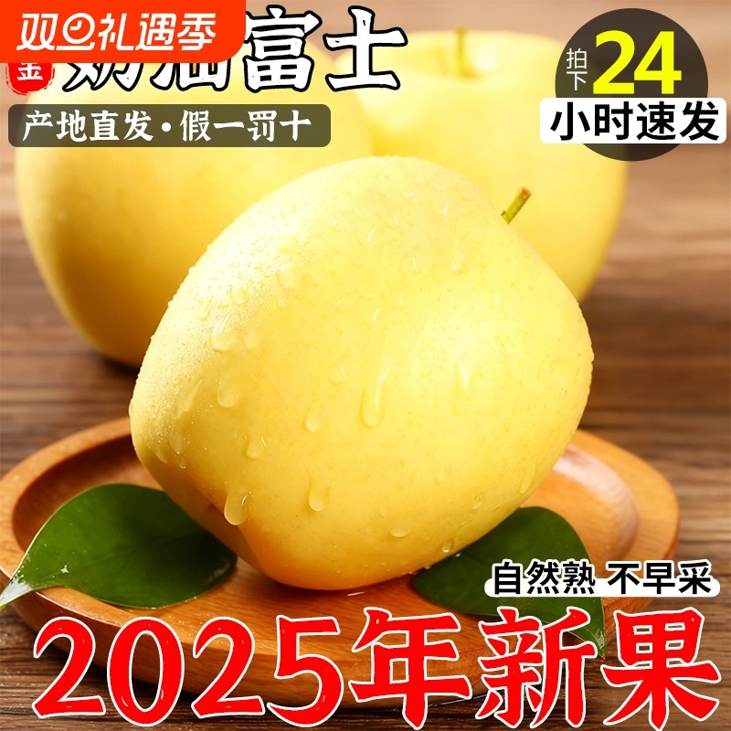 山东烟台黄金奶油富士苹果当季正宗黄元帅奶油苹果9整箱时令鲜果