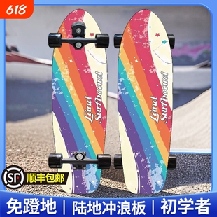 陆地冲浪板滑板陆冲板儿童初学者青少年男女生路冲车6到12岁