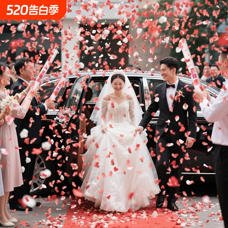 花瓣雨结婚礼炮礼花筒婚庆用品彩带手持喷花筒婚礼礼花枪红色氛围