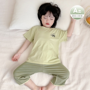 男童女童短袖 排汗透氣 純棉寶寶家居空調(diào)衣服薄款 兒童睡衣男孩夏季