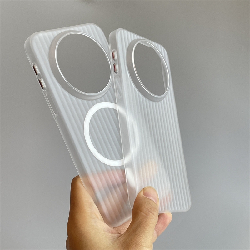 雾面半透白色PC瓦楞条纹高级感Reno15/14适用OPPO FindX8/X9手机壳X7Ultra光栅X8S+硬13一加ACE5磁吸6T/3PRO