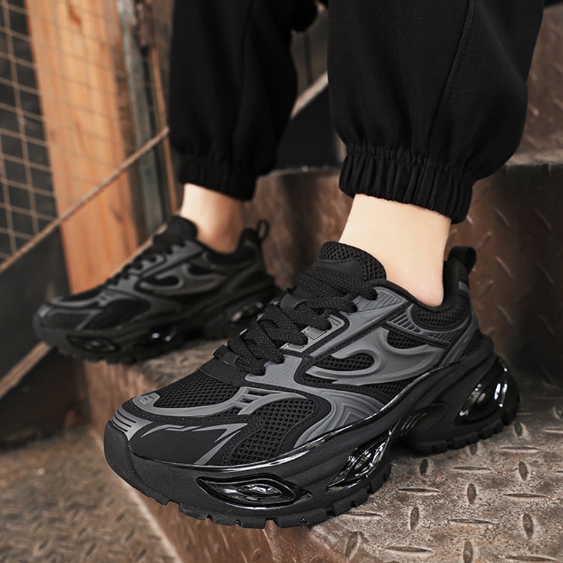 潮牌男鞋秋季透气网面运动跑步休闲鞋爆米花软底增高老爹鞋