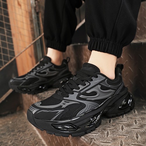 潮牌男鞋秋季透气网面运动跑步休闲鞋爆米花软底增高老爹鞋