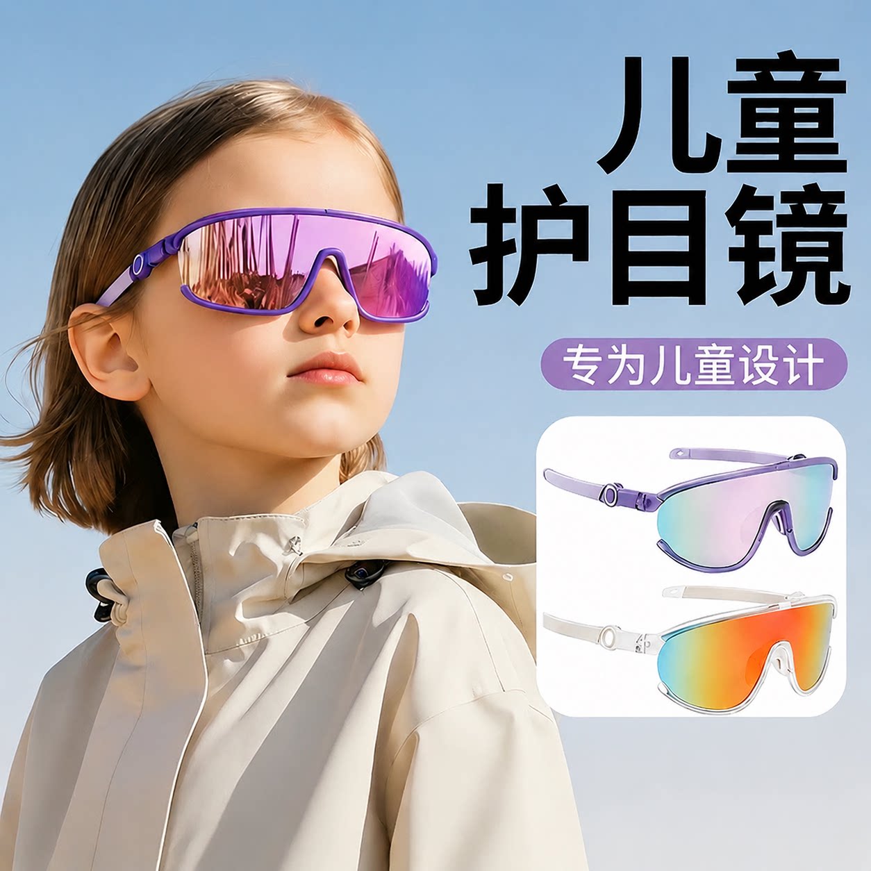 儿童护目镜墨镜骑行眼镜登山防风户外运动防紫外线滑雪太阳镜防沙