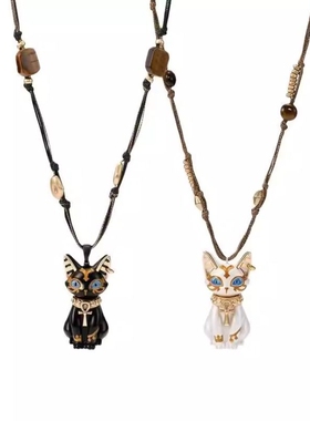 2026新款之瞳法老猫咪安卡串珠项链高颜值设计高级感精致饰品棕色