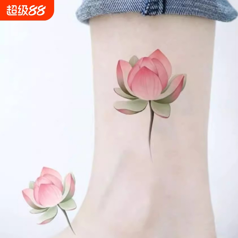 唯美纹身彩色花朵脚踝手臂防水持久清新性感锁骨贴纸高颜值女