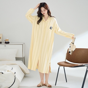 睡裙女款纯棉春装女士长袖大码韩范衬衫家居服睡衣女款2025新款夏
