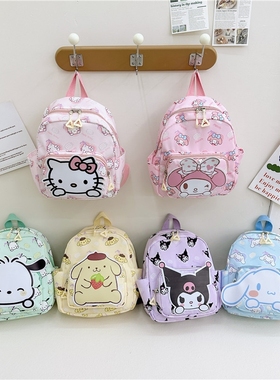 2024夏季新款卡通儿童书包双肩包可爱小学生幼儿园小背包紫色帆布