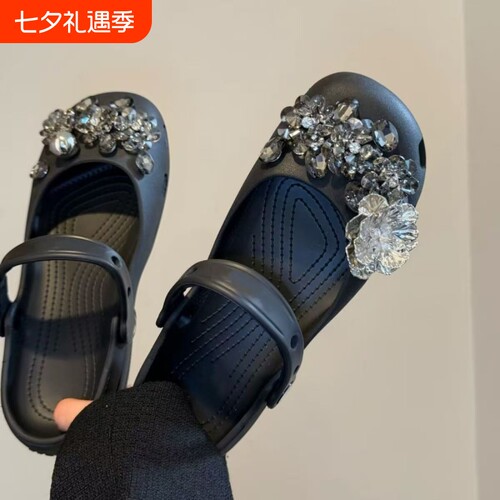 middot暗夜吸睛middot原创洞洞鞋配饰高级感鞋花鞋扣立体闪钻