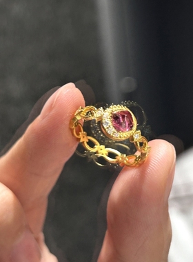 小红书爆款中古vintage戒指女高级感轻奢风镶嵌锆石镂空花丝指环