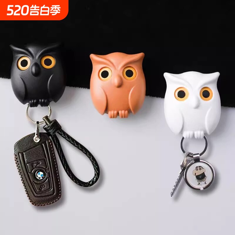 会眨眼猫头鹰磁吸挂钩冰箱磁吸挂钩钥匙收纳器免打孔磁吸墙面粘钩