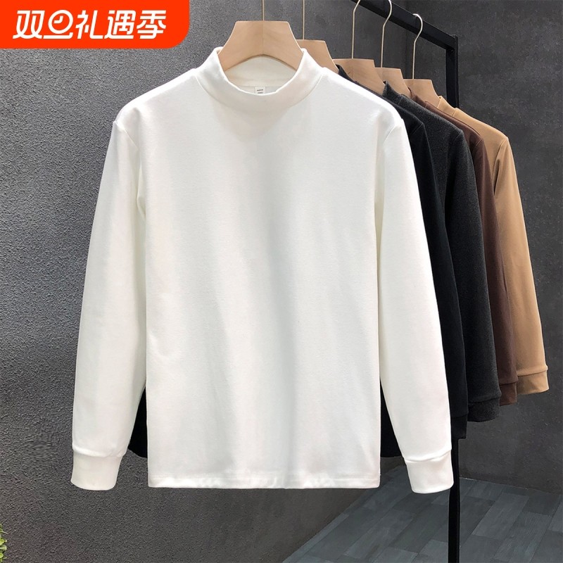 半高领德绒男士打底衫秋冬内搭2025新款加绒加厚长袖T恤青少年款