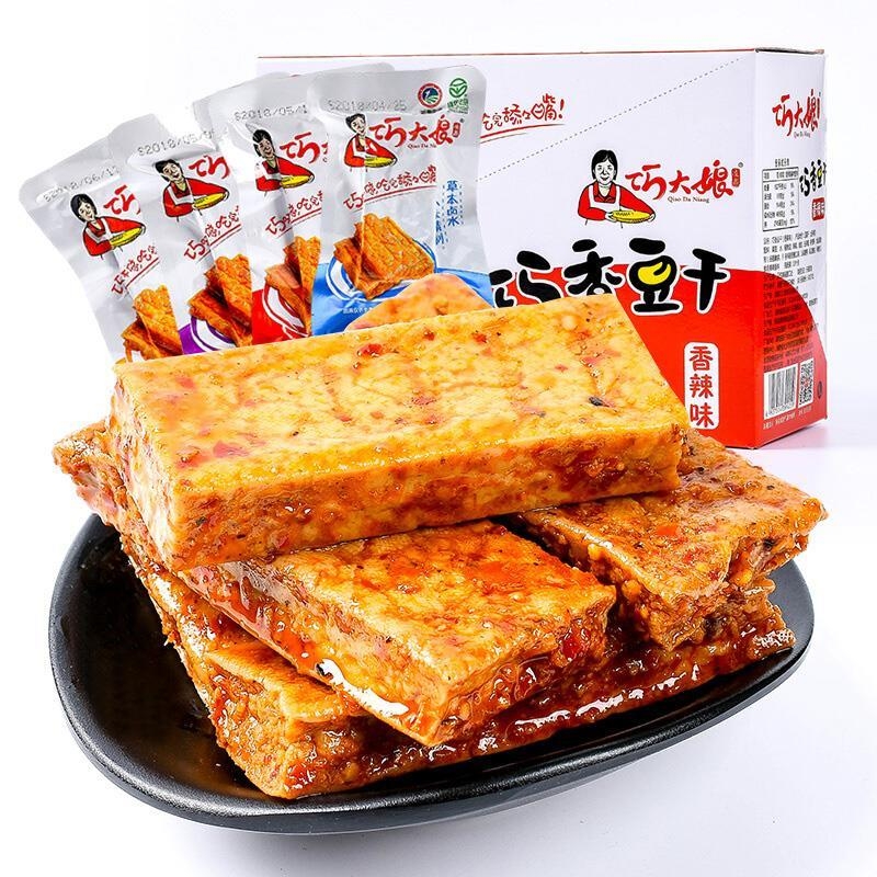 湖南香辣味厚豆干巧大娘香干零食包 湖南特产豆干零食 卤制豆干休